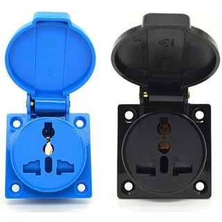 ปลั๊กไฟสามตา สีดำ และสีน้ำเงิน universal industry safety outlet 10A 250V IP44 CE Multi-function waterproof dusrproof