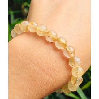 ‪#กำไลหินนำโชคไหมทอง Goid Rutilated Quartz ขนาด 9 มิล