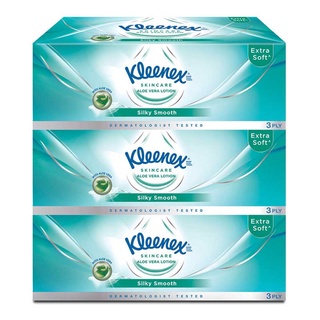 (แพ็ค 3) Kleenex Silky Smooth Facial Extra Soft Tissue คลีเน็กซ์ ซลิกี้ สมูท กระดาษเช็ดหน้า 80 แผ่น