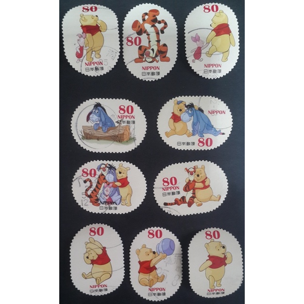 ราคาและรีวิวJ118-2 แสตมป์ญี่ปุ่นใช้แล้ว ชุด Greetings Stamps - Disney Winnie the Pooh ปี 2013 ใช้แล้ว สภาพดี ครบชุด 10 ดวง