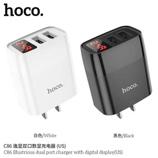 Hoco C86 อะแดปเตอร์ หัวชาร์จ Wall charger ชุดset  2usb หัวชาร์จพร้อมจอ LED กระแสไฟออกสูงสุด 2.4A Max