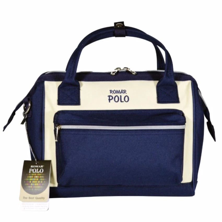 romar-polo-กระเป๋าถือ-กระเป๋าแฟชั่นสุดฮิต-กระเป๋าสะพายข้าง-japan-styles-รุ่น-21501-blue-cream