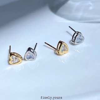 finely.yours 925 Stering Silver Jewelry| ต่างหูเงินแท้ 92.5% ประดับพลอยรูปหัวใจ // Shining Heart Earrings