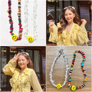 พร้อมส่ง !! สร้อย Smiley ลูกปัดหินสี และ ลูกปัดคริสตัส