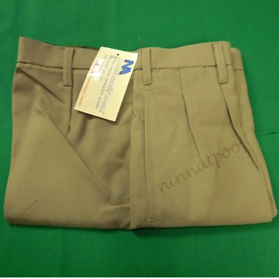 ภาพหน้าปกสินค้าSALE กางเกงนักเรียน สีกากี ผ้าเสิท (หนา) เอว 21 ถึง 38 นิ้ว