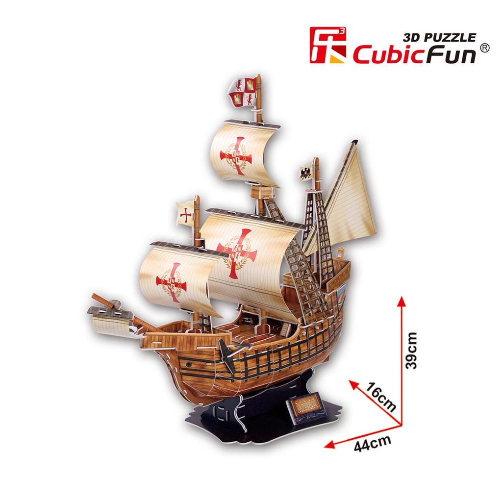 จิ๊กซอว์-3-มิติ-เรือสำราญ-ซานต้ามาเรีย-santa-maria-ship-of-columbus-t4008-แบรนด์-cubicfun-ของแท้-100-สินค้าพร้อมส่ง