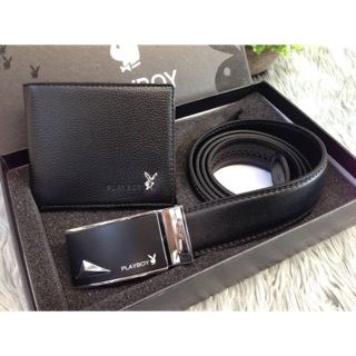 🌾 PLAYBOY LEATHER BELT & WALLET VALUE PACK OEM FACTORY 🌾เข็มขัดหนัง+กระเป๋าสตางค์หนังแท้