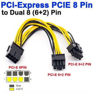 PCI-Express PCIE 8 Pin to Dual 8 (6+2) Pin VGA Graphic Video Card Adapter Power Supply Cable 20cm 8PIN to 8PIN (X2)