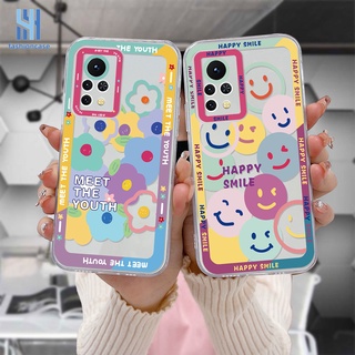 เคสแฟชั่น For Infinix Hot 10 11 Play 10 10t 10s NFC 10i 9 Pro 10 Lite 11 Plus Hot 9 Play 11 11S NFC Infinix Smart 6 5 4 4C 5 Pro Tencno Spark 5 PRO ใส กันกระแทก ลายดอกไม้หน้ายิ้ม เคสโทรศัพท์มือถือแบบนิ่ม