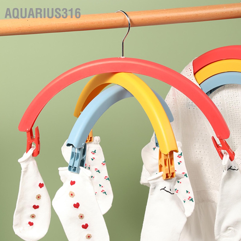 aquarius316-ไม้แขวนเสื้อ-อเนกประสงค์-หมุนได้-พร้อมคลิปหนีบ-สีรุ้ง-สําหรับแขวนเสื้อผ้า