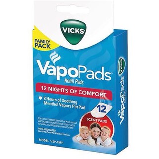 สินค้า นำเข้า🇺🇸 แผ่น refill สำหรับใส่เครื่อง Vicks กลิ่น Soothing Menthol VapoPads, 12-Pack แผ่น