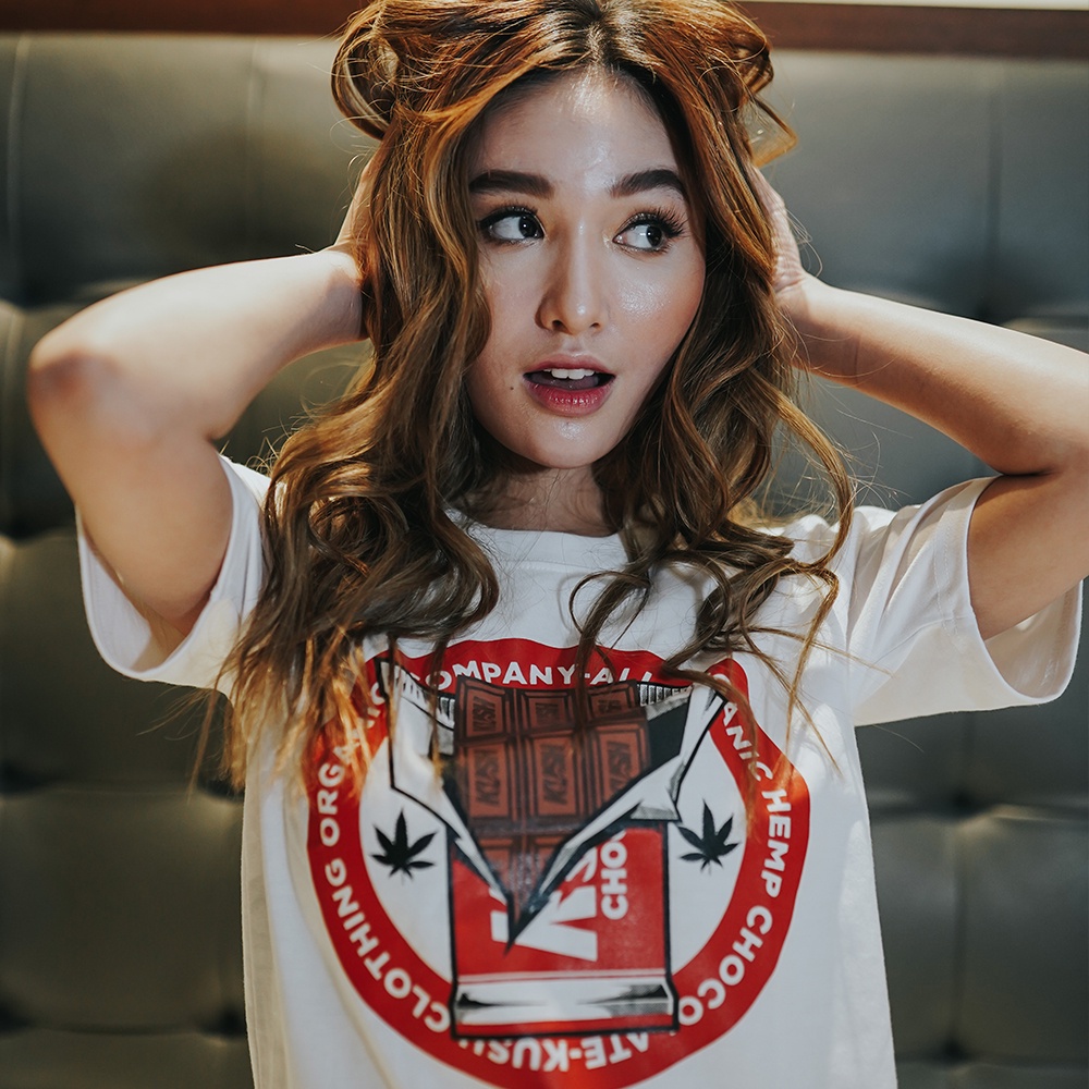 เสื้อยืดพิมพ์ลายแฟชั่น-kush-co-chocolate-white-t-shirt