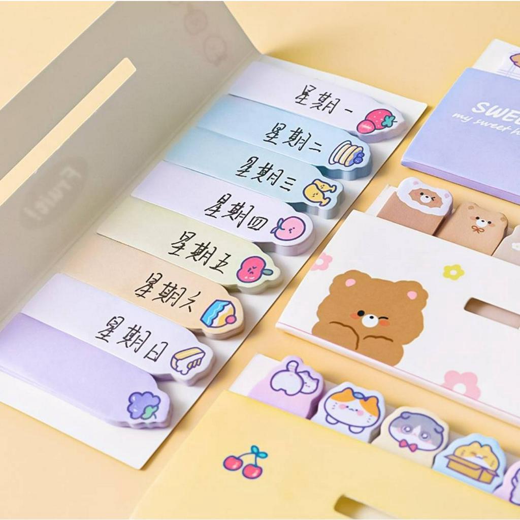 ahhyahhshop-post-it-ป้ายชื่อ-กระดาษโน๊ตแบบมีกาว-กระดาษโน๊ต-index-กระดาษแปะโน๊ต-มีกาวในตัว-ลายการ์ตูน-น่ารัก-sticky-notes