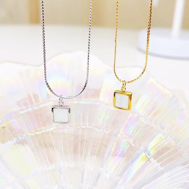 สร้อยคอไทเทเนียมเหล็ก-ทรงสี่เหลี่ยม-สีขาว-เข้ากับทุกการแต่งกาย-สไตล์เกาหลี-สําหรับผู้หญิง