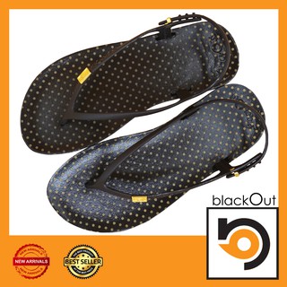 🔰 BlackOut Flipper Slingback 🔰 รองเท้าแตะ แตะสวม พื้นจุดเล็กดำทอง(หูดำ)