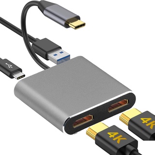 ฮับแปลง Type C เป็น HDMI USB3.0 PD 4k HD หน้าจอคู่ สําหรับแล็ปท็อป