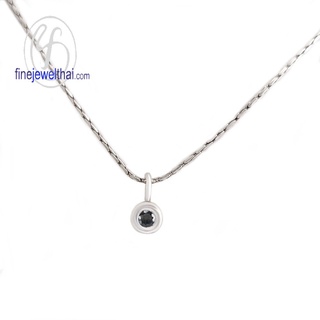 Finejewelthai-จี้นิล-นิล-จี้พลอย-จี้เงินแท้-พลอยประจำเดือนเกิด-Black-Spinel-Onyx-Pendant-Birthstone-P1132on00