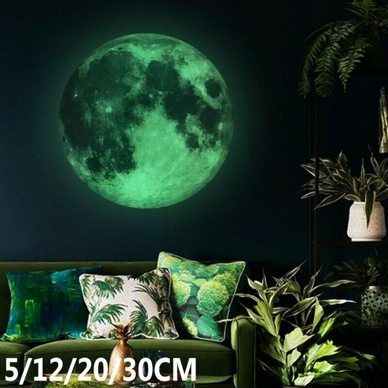 ภาพหน้าปกสินค้าสติกเกอร์ติดผนัง ดวงจันทร์ส่องสว่าง 3D เรืองแสง สำหรับตกแต่งห้อง ขนาด 5/12/20/30 ซม.