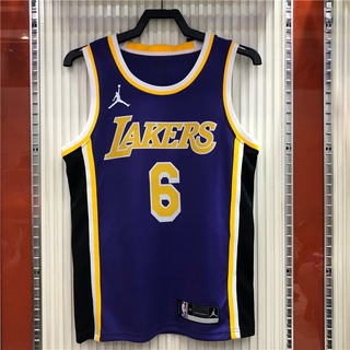 #6 เสื้อกีฬาบาสเก็ตบอล Los Angeles Lakers No.6 สําหรับผู้ชาย 2021