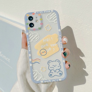 เคสโทรศัพท์มือถือแบบนิ่ม กันรอยเลนส์กล้อง ลายหมี สําหรับ OPPO A76 A36 A53 A33 A52 A92 A31 A94 A93 A74 A95 A54 A16 A15 A15S A5 A9 2020 A7 A5S AX7 A3S A12e Reno 5F 4F 7 6 5 4 4G 5G F11 F9