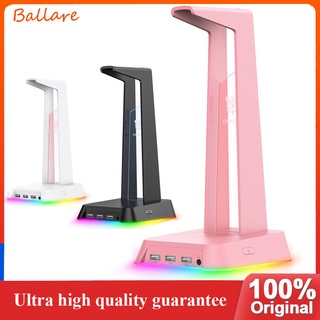 【ส่งไว】ONIKUMA ขาตั้งหูฟัง RGB สีชมพู พร้อมพอร์ตชาร์จ USB 3 พอร์ต และพอร์ต 3.5 มม.