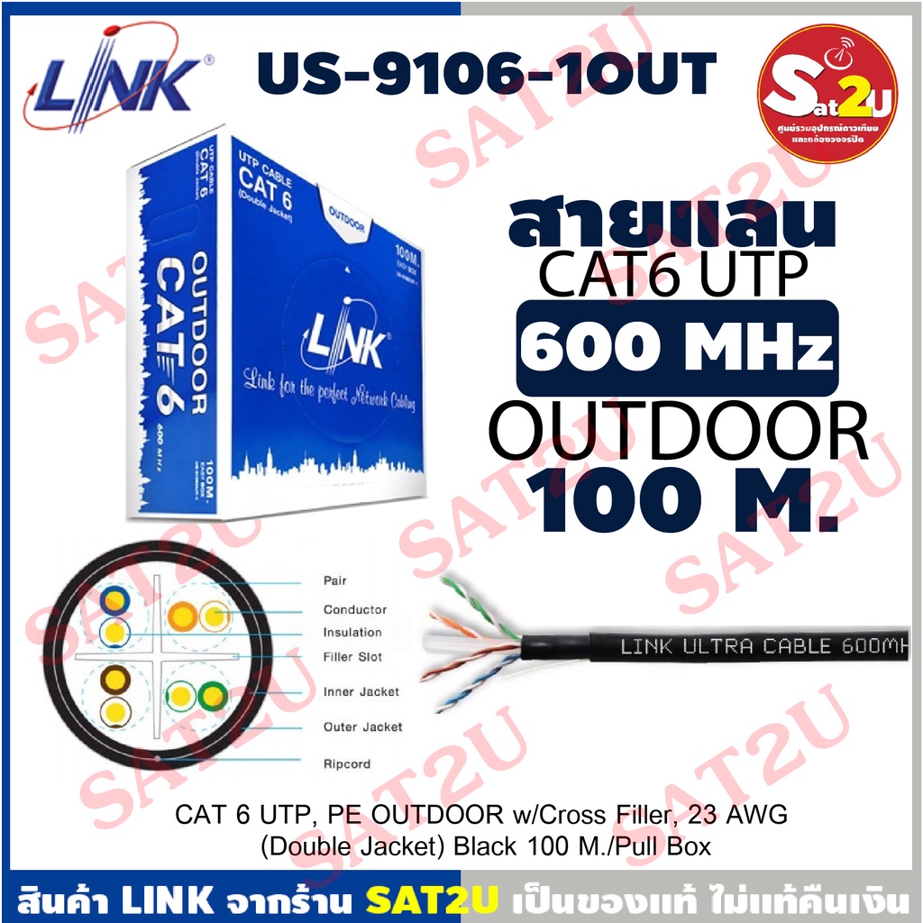 LINK US-9106-1OUT CAT6 100ม. outdoor ใช้ภายนอก สายสีดำ แจ๊คเก็ตกันลามไฟ ...