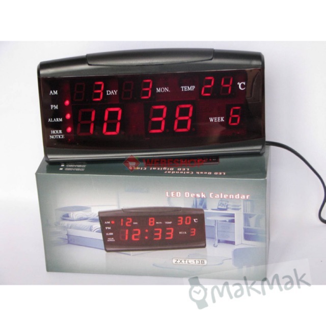 Zxtl13b ปฏิทินตั้งโต๊ะอัจฉริยะดิจิทัล LED วัดอุณหภูมิได้ ระบบเตือนภัย