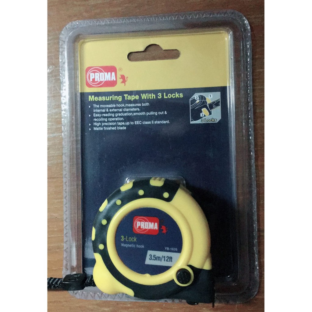 ตลับเมตร PROMA 3-LOCK 3.5 เมตร ผ่านการตรวจสอบ | Shopee Thailand