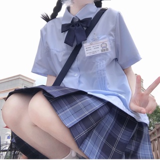 Jk กระโปรงพลีท ลายสก๊อต สีฟ้า สีทอง สไตล์ญี่ปุ่น เหมาะกับฤดูร้อน สําหรับผู้หญิง นักเรียน