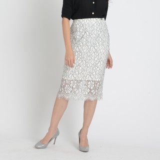 LOF-FI-CIEL Party Skirt กระโปรงลอฟฟิเซียล กระโปรงยาวคลุมเข่า ผ้าลูกไม้ สีขาว (FL22WH)