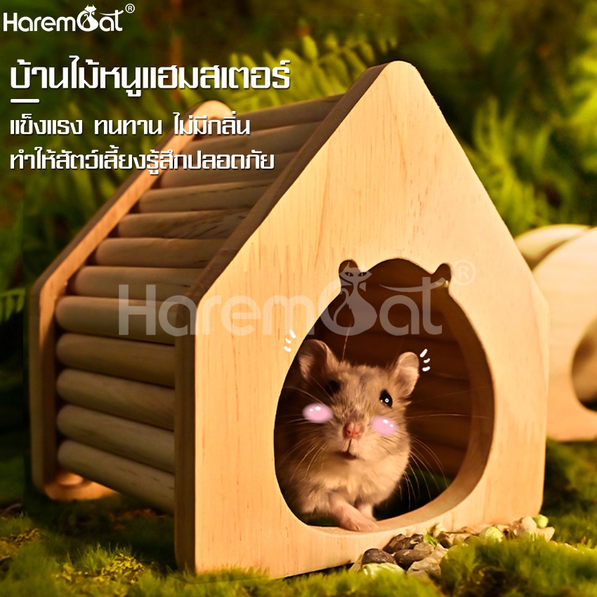 harmcat-บ้านหนูแฮมเตอร์-ของตกแต่งกรง-ที่นอนหนูแฮมเตอร์-บ้านแฮมสเตอร์-hamster-house-บ้านไม้หนูแฮมเตอร์-บ้านหลบไม้