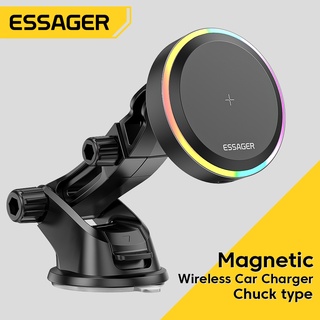 Essager 15W แม่เหล็กไร้สาย ชาร์จโทรศัพท์ในรถ ซุปเปอร์แม่เหล็ก ดูดซับ สมาร์ทพัดลม ระบายความร้อน 360° อุปกรณ์เมาท์ขาตั้งแม่เหล็ก หมุนได้ สําหรับติดรถยนต์