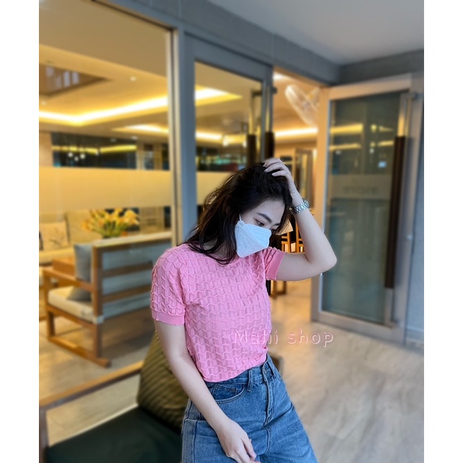 เสื้อไหมพรมคอกลมแขนสั้น | Shopee Thailand