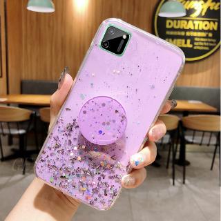 New Ready เคสโทรศัพท์ Realme C11 Case Ins Glitter Star Space Soft Cover With Stand Holder Softcase Real me C11