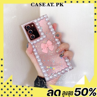 เคสhandmade case Samsung S21 S20 Note10 plus Note20 ultra s20fe a52 a42 a32 case iphone 12 promax i11 ขอบมุก โบว์ชมพู