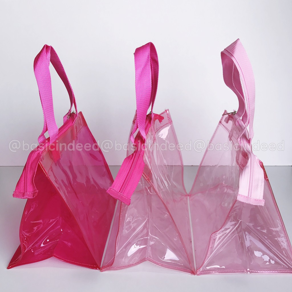 กระเป๋าใส-กระเป๋าพลาสติก-ยกโหล-ราคา-12-ใบ-ราคาส่ง-พิเศษ-มีไซส์-s-m-l-คละสีได้