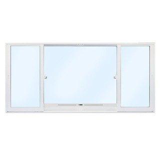 ALUMINIUM WINDOW THAI AUST WHITE F-S-S-F SLIDE ONE STIP 240X110 CM. หน้าต่างบานเลื่อนอะลูมิเนียม SANKYOALUMI J-TRUST 240