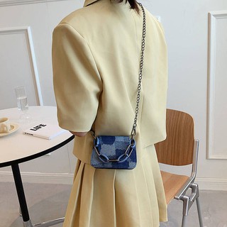 💕 mini bag 💕 กระเป๋าสะพายข้าง กระเป๋าใส่โทรศัพท์ สุทธิสีแดงมินิลายสก๊อตโซ่ถุงเล็ก ๆ หญิง 2021 ฤดูร้อนแฟชั่นใหม่ไหล่ในแ