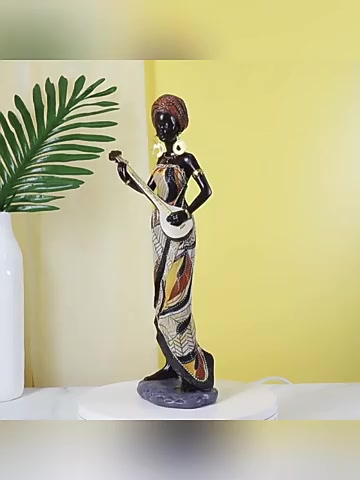 copoti-รูปปั้นเรซิ่น-รูปผู้หญิงแอฟริกัน-สีดํา-สําหรับตกแต่งบ้าน