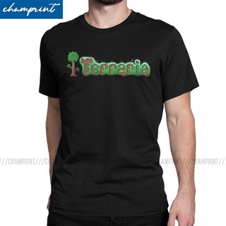 [S-5XL] เสื้อยืดแขนสั้น คอกลม ผ้าฝ้าย พิมพ์ลายโลโก้ Terraria สไตล์วินเทจ สําหรับผู้ชาย