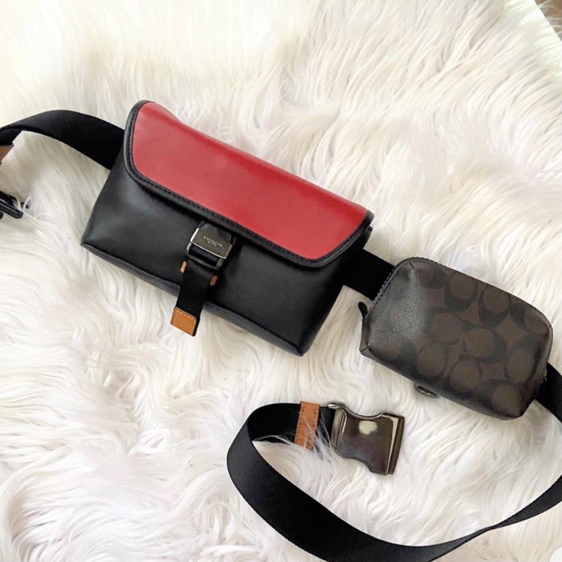 0 100 RIDER DOUBLE BELT BAG IN COLORBLOCK SIGNATURE CANVAS COACH C2076 Shopee Thailand