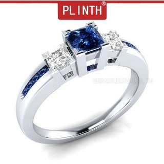 PLINTH แหวนเงินแท้ 925 หมั้น Blue Topaz1152