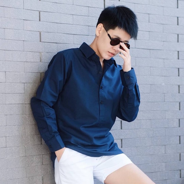 เสื้อเชิ้ตคอปกสีกรมท่า-ใส่สบาย-ทรงสวย