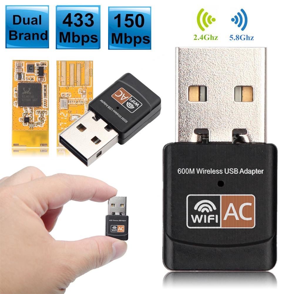 600Mbps Dual Band 2.4G / 5G Hz Wireless Lan USB PC WiFi Adapter 802 ...