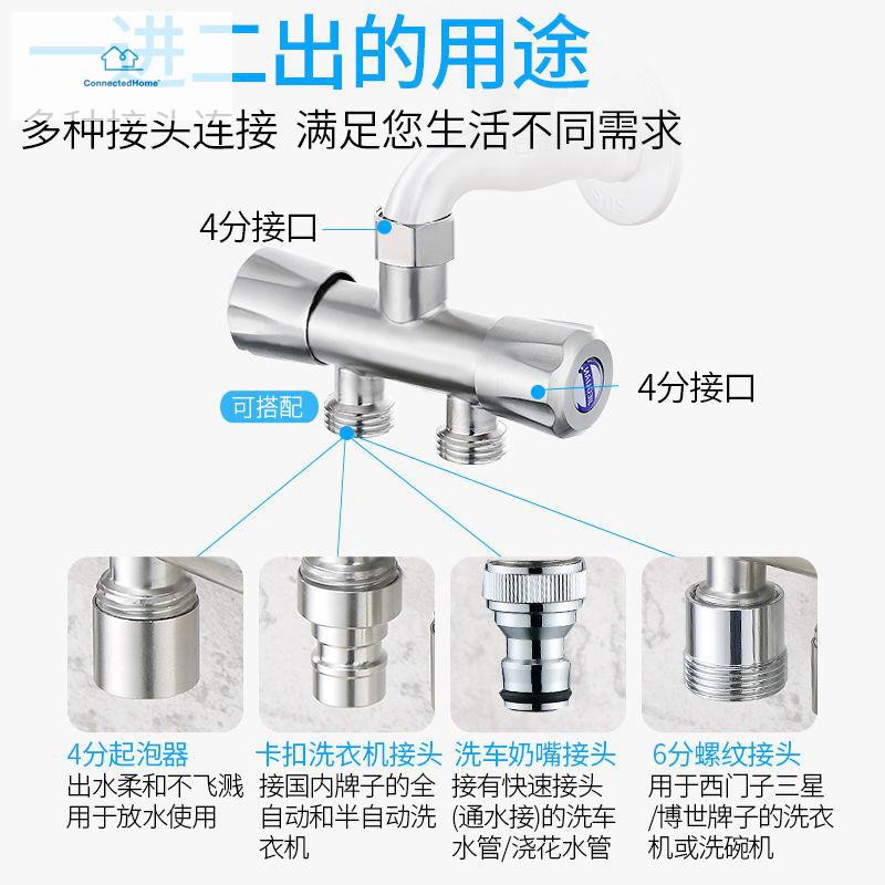 ตัวแยกก๊อกน้ำหนึ่งจุด-อะแดปเตอร์สองหัว-หัวคู่-หนึ่งในสองออก-4-เครื่องซักผ้าวาล์วแยกน้ำแยกน้ำสามทาง