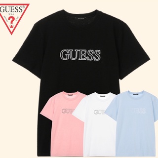 เสื้อยืดสีขาวเสื้อยืดแขนสั้น ผ้าฝ้าย พิมพ์ลาย Guess Gradation Guess สําหรับผู้ชาย และผู้หญิง