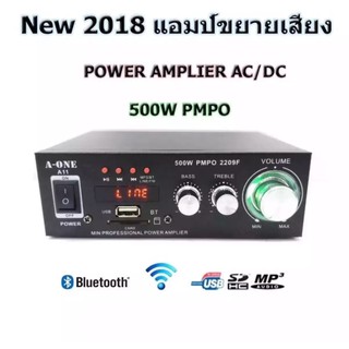 เครื่องแอมป์ขยายเสียง AC/DC BLUETOOTH USB SD CARD FM รุ่น 2209 A-11