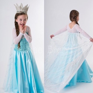 สินค้า โค้ด URAA10JUNL ลด10% เมื่อซื้อ 999บ.  < ส่งฟรี/พร้อมส่ง > ชุดเจ้าหญิง ชุดเด็ก Princess Dress รุ่น Long Dress (Blue)