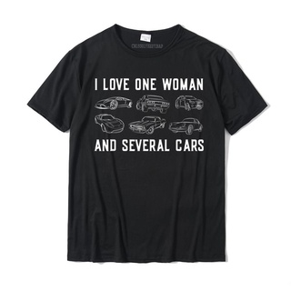เสื้อยืดผ้าฝ้ายพิมพ์ลายขายดี ใหม่ เสื้อยืดผ้าฝ้าย พิมพ์ลาย I Love One Woman And Several Car Auto Enthusiast Car Guy Cami