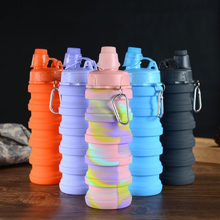 ขวดน้ำแบบพกพา ขวดน้ำพับได้ ซิลิโคนพับถ้วยน้ำแบบพกพากีฬากลางแจ้ง Folding sports kettle ✔พร้อมส่ง